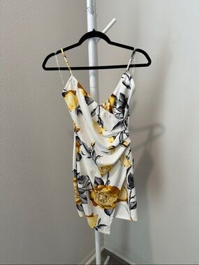 Floral Wrapped Cami Dress - Yellow/White